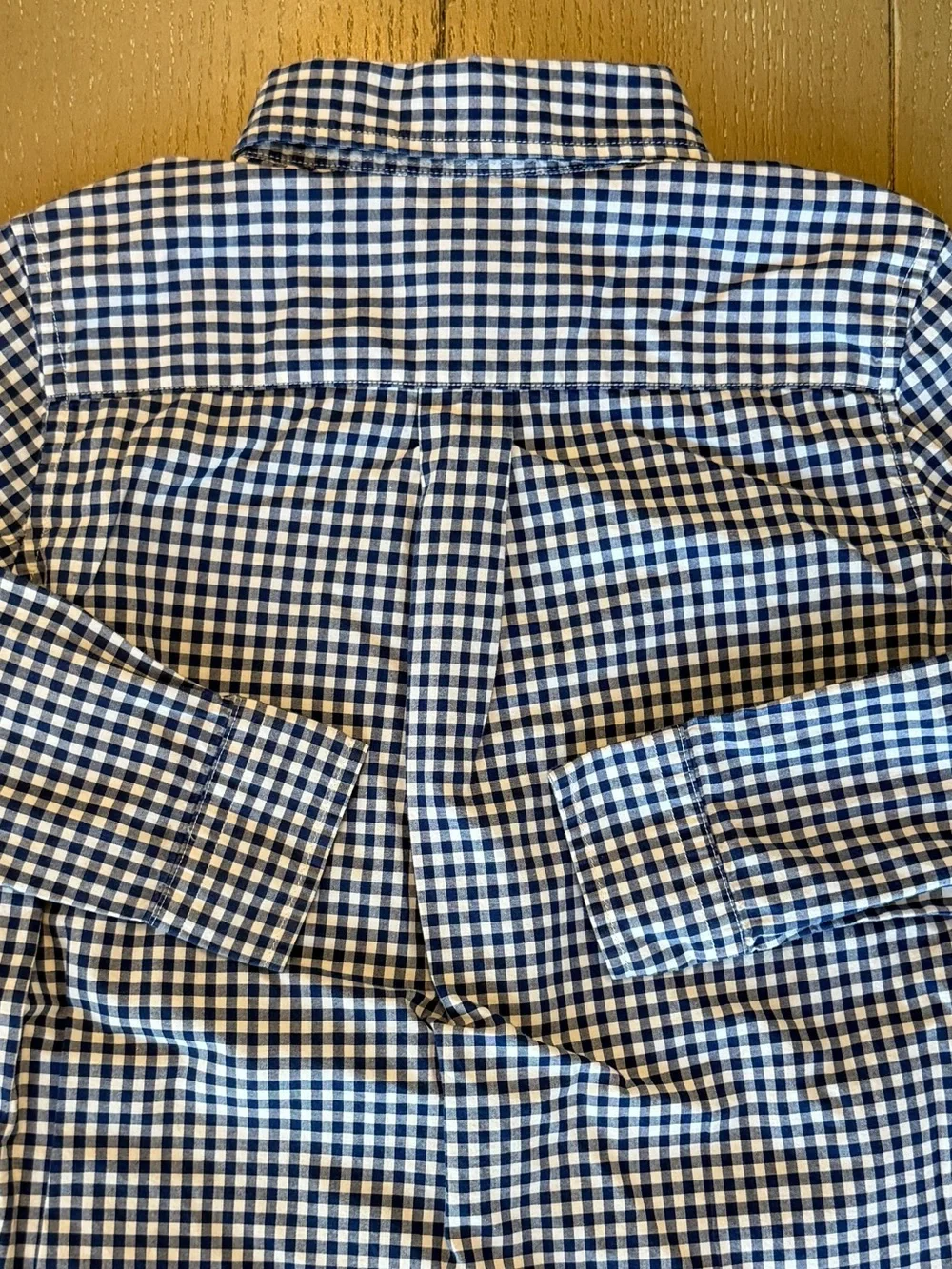 Ralph Lauren Boys’ Navy Checkered Plaid Long-Sleeve Polo Button Up • Size 5 (XS)